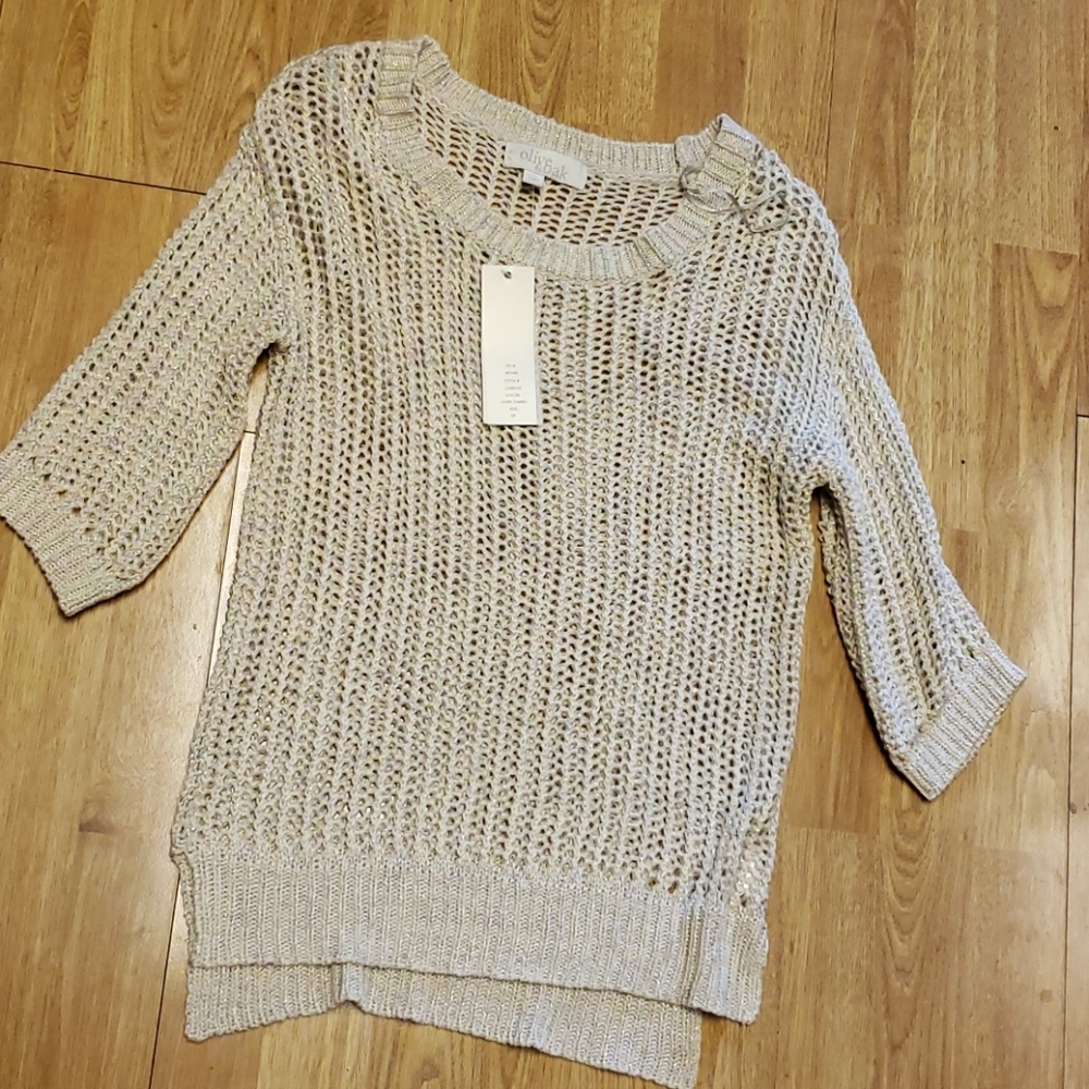 NWT Olive & Oak loose weave neutral tunic sweater